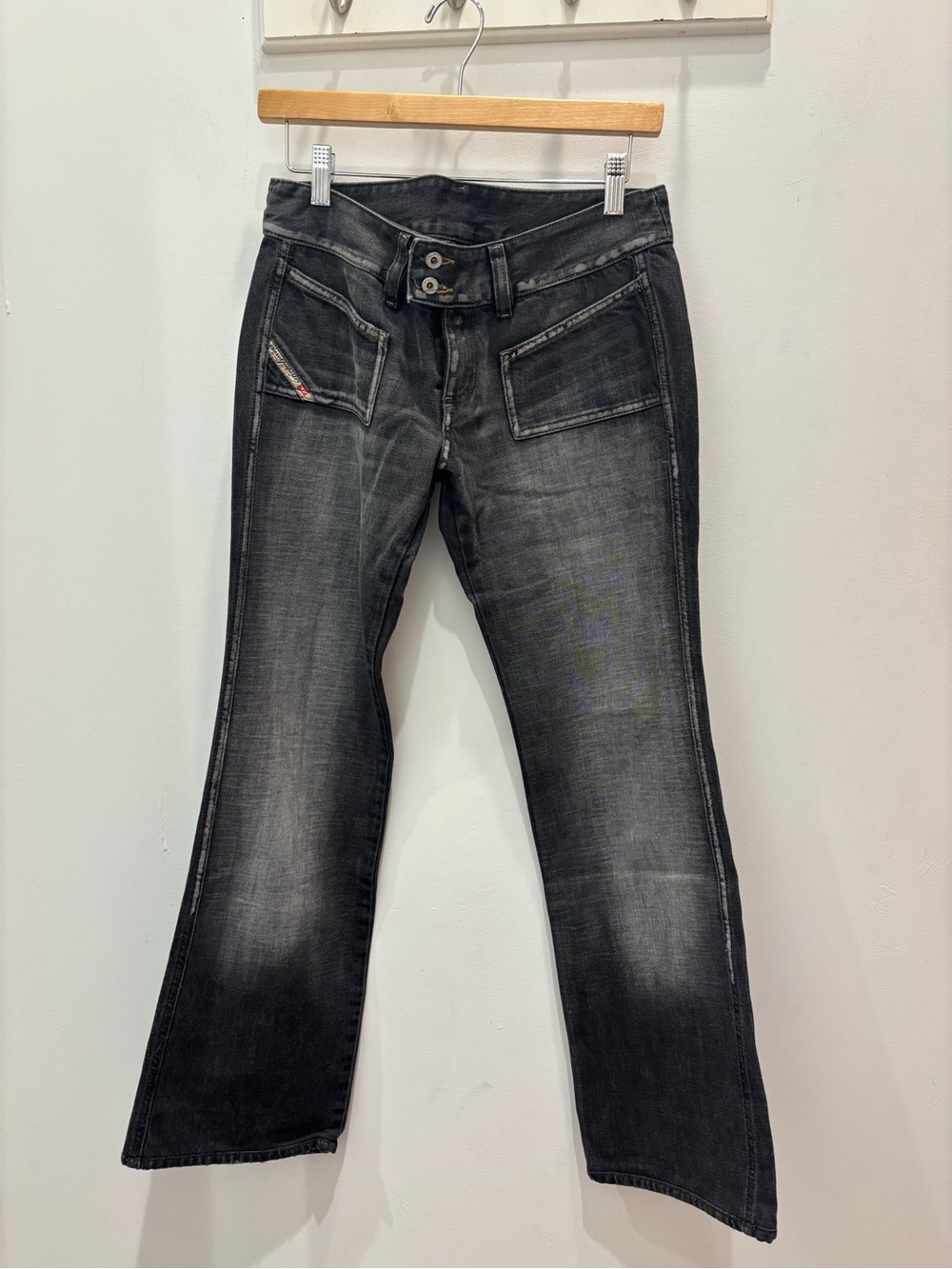 Diesel Black Washed Flare Jeans